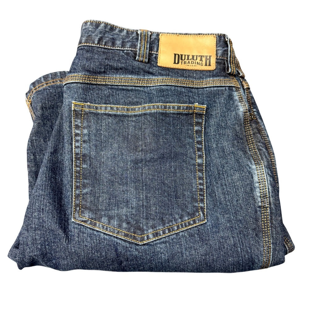 Duluth Trading Jeans Mens 38x34 (37x34 ACTUAL) Flex Ballroom Blue Workwear Denim